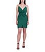 Color:Emerald - Image 1 - Stretch V-Neck Spaghetti Strap Knot Bodice Mini Dress