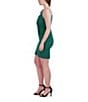 Color:Emerald - Image 3 - Stretch V-Neck Spaghetti Strap Knot Bodice Mini Dress
