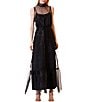 Julia Jordan Tie Neck Solid Organza Overlay Dress With Sash - Image 1
