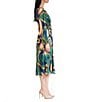 Julia Jordan Twill V-Neck Long Sleeve Abstract Printed Midi Dress, Color:Green Multi - Image 2