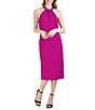 Julia Jordan Twist Halter Neck Sleeveless Stretch Crepe Sheath Dress, Color:Cassis - Image 1