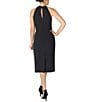 Color:Black - Image 2 - Twist Halter Neck Sleeveless Stretch Crepe Sheath Midi Dress