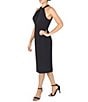 Color:Black - Image 3 - Twist Halter Neck Sleeveless Stretch Crepe Sheath Midi Dress