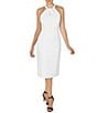 Julia Jordan Twist Halter Neck Sleeveless Stretch Crepe Sheath Dress, Color:Ivory - Image 1
