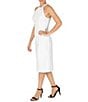 Color:Ivory - Image 3 - Twist Halter Neck Sleeveless Stretch Crepe Sheath Midi Dress