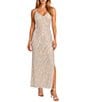Jump Beaded Sequin Spaghetti Strap V-Neck Tulle Tie Back Gown - Image 1