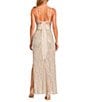 Jump Beaded Sequin Spaghetti Strap V-Neck Tulle Tie Back Gown - Image 2