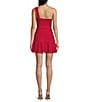 Jump Glitter Mesh One Shoulder Shirred Mini Dress, Color:Red - Image 2