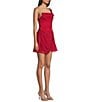 Jump Glitter Mesh One Shoulder Shirred Mini Dress, Color:Red - Image 3