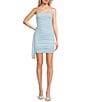Jump Glitter Sleeveless Drape Cascade Ruffle Ruched Dress, Color:Sky Blue - Image 1