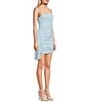 Jump Glitter Sleeveless Drape Cascade Ruffle Ruched Dress, Color:Sky Blue - Image 3