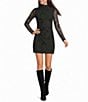 Jump Long Sleeve Foiled Velvet Mini Dress - Image 1