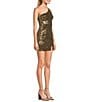 Color:Gold - Image 3 - One Shoulder Sequin Bodycon Mini Dress