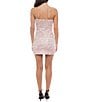 Jump Sleeveless 3D Floral Sequin Mesh Mini Dress, Color:Pink - Image 2