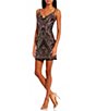 Color:Black/Gold - Image 3 - Sleeveless Cowlneck Art Deco Glitter-Accented Slinky Sheath Dress