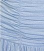 Jump Sleeveless Glitter Shirred Drop Waist Double Ruffle Flounce Hem Dress, Color:Light Blue - Image 4