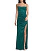 Jump Sleeveless Glitter Spaghetti Rhinestone Strap Drape Bodice Gown - Image 1