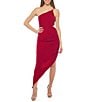 Jump Sleeveless One Shoulder Metallic Knit Asymmetric High-Low Hem Dress - Image 1