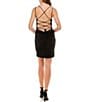 Color:Black - Image 2 - Sleeveless Square Neck Lace Up Back Sheath Dress