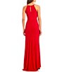 Color:Red - Image 2 - Halter Neck High Slit Slim Gown