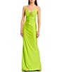 Color:Lime - Image 1 - Spaghetti Strap Illusion Deep V-Neck Ruched Cut Out Back Long Dress
