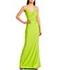 Color:Lime - Image 3 - Spaghetti Strap Illusion Deep V-Neck Ruched Cut Out Back Long Dress