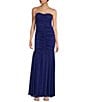 Color:Royal - Image 1 - Strapless Glitter Ruched Long Dress