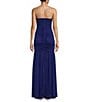 Color:Royal - Image 2 - Strapless Glitter Ruched Long Dress