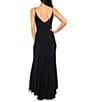 Jump V-Neck Sleeveless Side Slit Long Gown, Color:Black - Image 2
