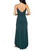 Jump V-Neck Sleeveless Side Slit Long Gown, Color:Forest - Image 2