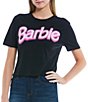 Color:Black - Image 1 - Barbie™ Logo Cropped Graphic T-Shirt