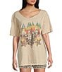 Junk Food Def Leppard 1987 World Tour Graphic Short Sleeve T-Shirt, Color:Sand - Image 3
