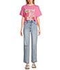 Junk Food Hot Pink Oversized Crewneck T-Shirt, Color:Cest La Vie - Image 3