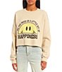 Color:Sand - Image 1 - Long Sleeve Happiness Smiley Pull On Sweatshirt