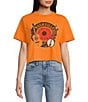 Color:Tangerine - Image 1 - Oversized Nashville Cropped Raw Edge T-Shirt