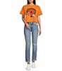 Color:Tangerine - Image 3 - Oversized Nashville Cropped Raw Edge T-Shirt