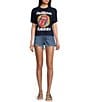 Junk Food Short Sleeve Crewneck Rolling Stones Raw Edge Graphic T-Shirt, Color:Navy - Image 3