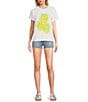 Color:White - Image 3 - Short Sleeve Crewneck Warped Smileys Fitted T-Shirt