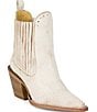 Justin Boots Hart Vintage Ivory Leather Studded Western Booties - Image 1
