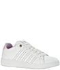 Color:Brillian White/Lilac Snow/Grey Violet - Image 1 - Women's Base Court Perforated Stripe Sneakers