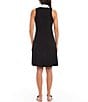 Color:Black/White - Image 2 - A-Line Point Collar Sleeveless Contrast Placket Dress