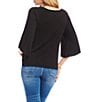Karen Kane Boat Neck 3/4 Flare Sleeve Twist Hem Top, Color:Black - Image 2