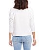 Color:Off White - Image 2 - Boat Neck 3/4 Sleeve Organic Cotton Top