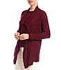 Karen Kane Brushed Ribbed Draped Long Sleeve Open Front Cardigan, Color:Wine - Image 3