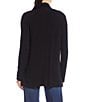 Karen Kane Brushed Ribbed Draped Long Sleeve Open Front Cardigan, Color:Black - Image 2