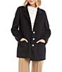 Karen Kane Brushed Wool Blend Oversized Notch Collar Statement Button Front Long Sleeve Blazer, Color:Black - Image 1