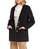Karen Kane Brushed Wool Blend Oversized Notch Collar Statement Button Front Long Sleeve Blazer, Color:Black - Image 3