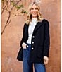 Karen Kane Brushed Wool Blend Oversized Notch Collar Statement Button Front Long Sleeve Blazer, Color:Black - Image 4