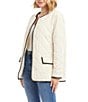 Karen Kane Contrast Edge Stitch Quilted Crew Neck Button Front Jacket, Color:Cream/Black - Image 3