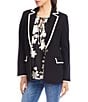 Karen Kane Contrast Ponte Knit Notch Lapel One Button Blazer, Color:Black/Cream - Image 3